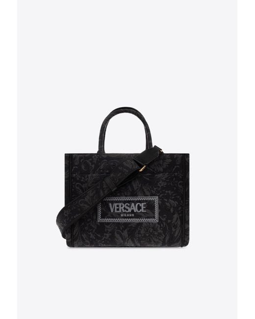 Versace Black Small Barocco Athena Top Handle Bag