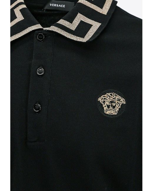 Versace Black Greca Polo T-Shirt for men