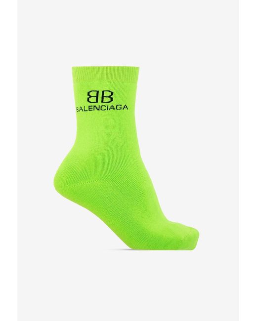 Balenciaga Green Bb Logo Socks for men