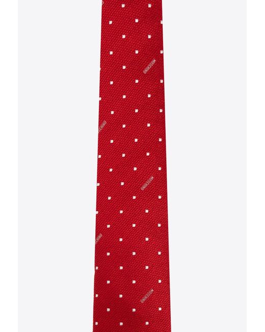 Moschino Red Polka Dot Silk Tie for men