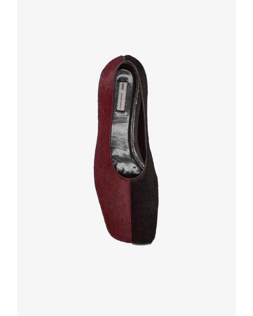 AMI Red Two-Tone Pony Effect Flats