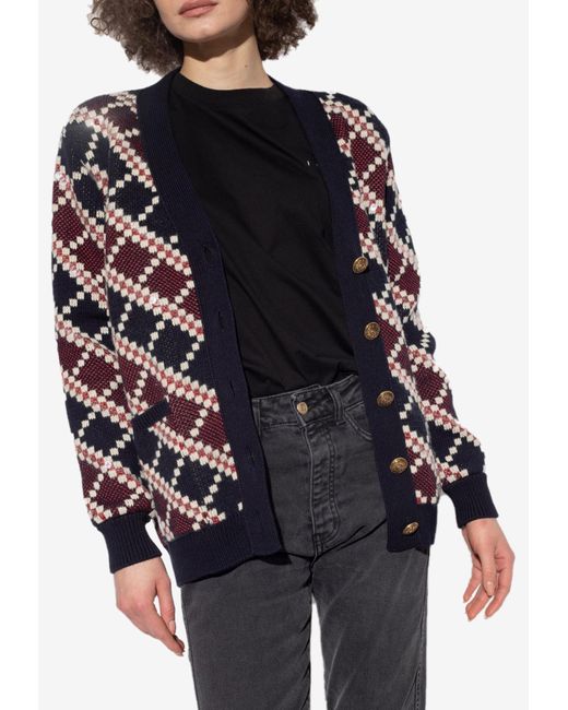 Golden Goose Deluxe Brand Black Geometric Knitted Cardigan