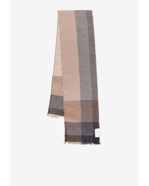 Brunello Cucinelli White Wool And Cashmere Scarf for men