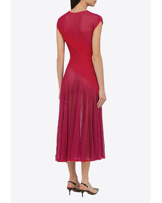 Alaïa Red Twisted Silk Blend Midi Dress