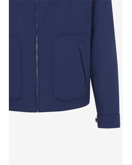 Prada Blue Stamped Logo Zip-Up Jacket for men