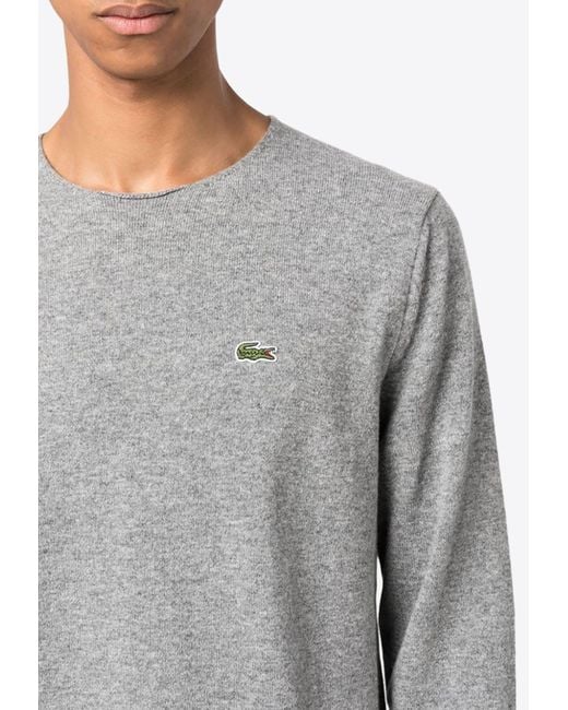 Comme des Garçons Gray X Lacoste Intarsia Knit Logo Wool Sweater for men