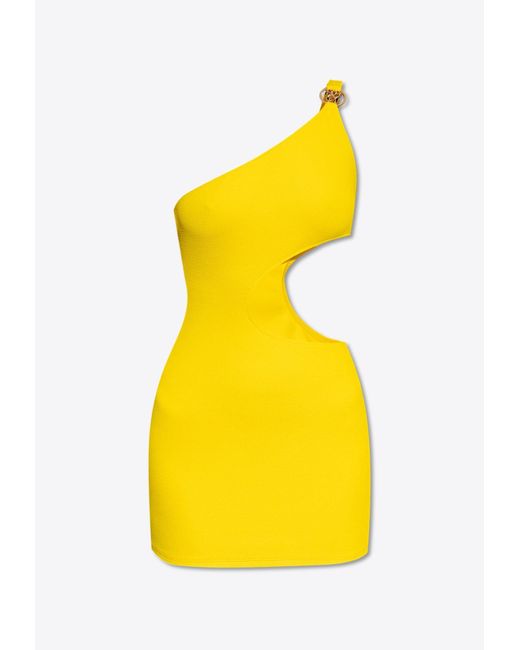 Moschino Yellow Cut-Out One-Shoulder Beach Dress