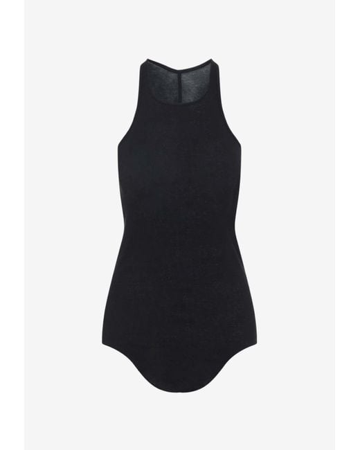 Rick Owens Blue Basic Ribbed Tank Top