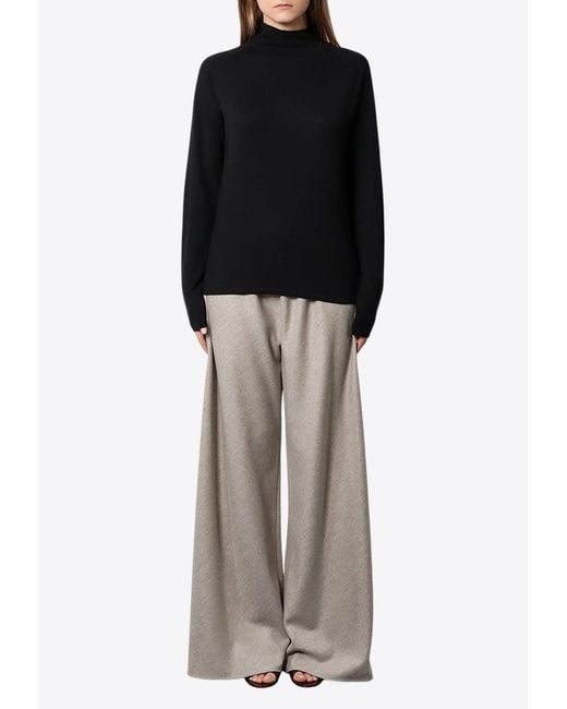 The Row Black Wool High-Neck Sweater