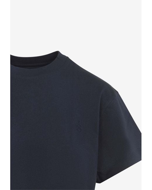 Jil Sander Blue Embroidered Monogram Basic T-Shirts