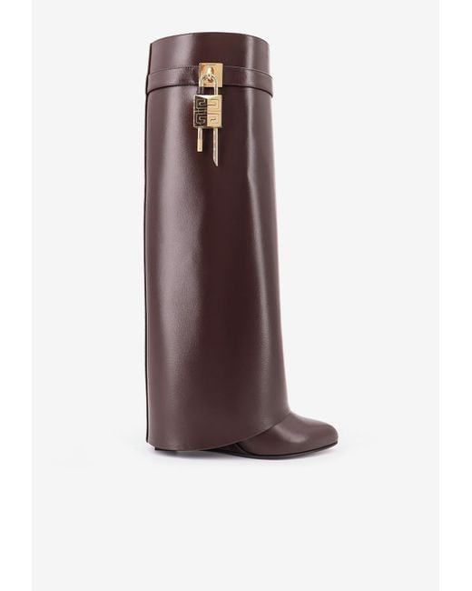 Givenchy Purple Shark Lock 90 Knee-Length Leather Boots