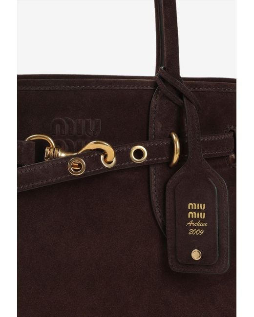 Miu Miu Brown Aventure Suede Shoulder Bag