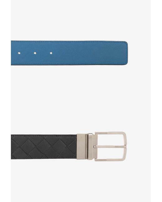 Bottega Veneta White Reversible Intrecciato Leather Belt for men