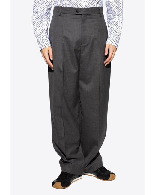 KENZO Gray Wool Creased Pants for men