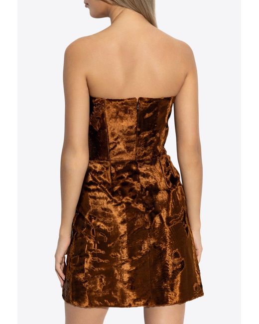 Alexander McQueen Brown Strapless Velvet Mini Dress