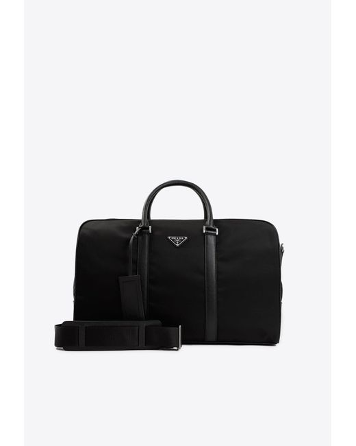 Prada Black Re-Nylon And Saffiano Leather Duffle Bag for men