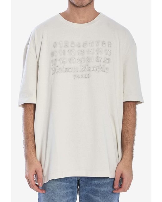 Maison Margiela White Embroidered Numbers T-Shirt for men
