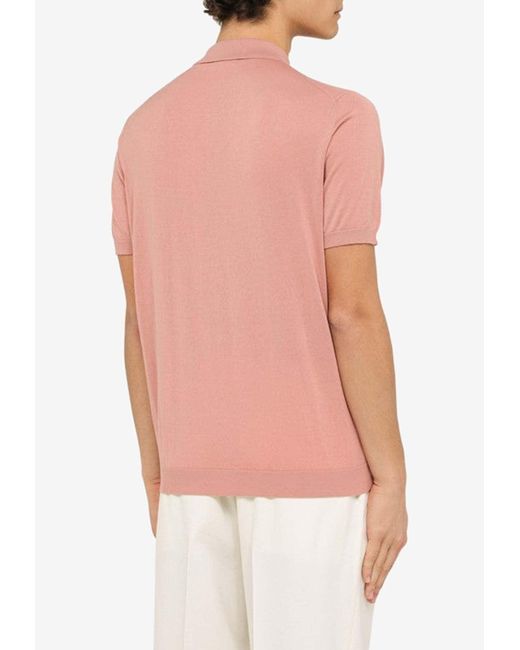 Drumohr Pink Short-Sleeved Polo T-Shirt for men
