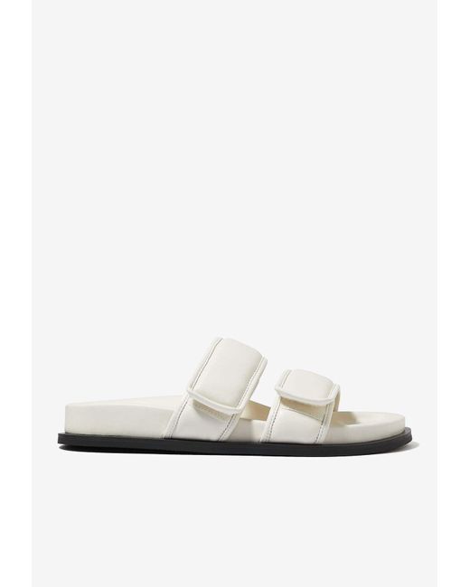 St. Agni White Quilted Leather Double-Strap Slides