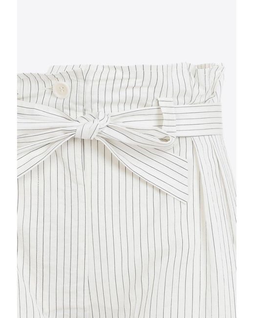 Max Mara White Xero Striped Paperbag Pants