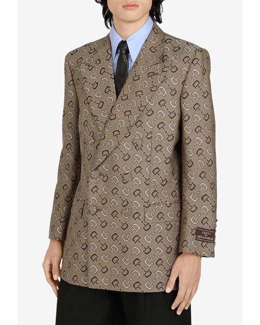 Gucci Brown Monogram Jacquard Blazer for men