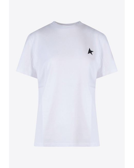 Golden Goose Deluxe Brand White Crewneck Star Logo Print T-Shirt