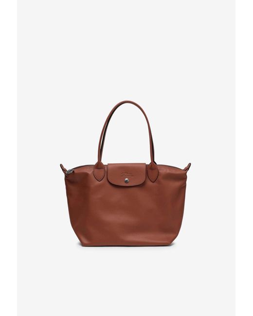 Longchamp Brown Xtra M Le Pliage Leather Tote Bag