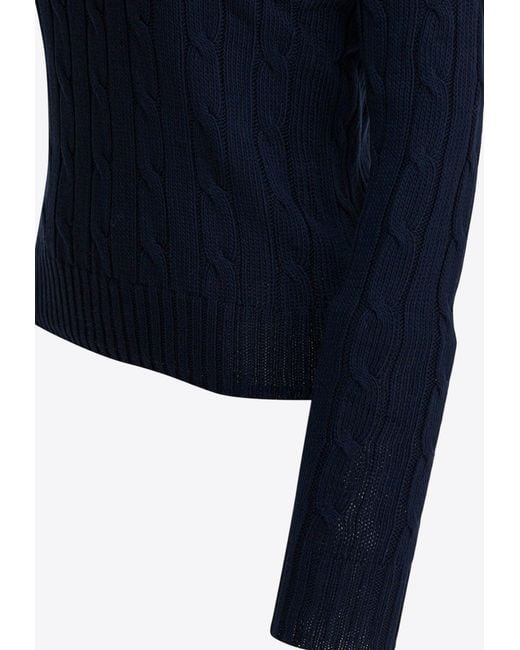 Polo Ralph Lauren Blue Cable-Knit Logo Sweater
