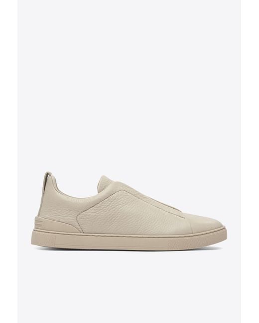 Zegna White Triple Stitch Low-Top Sneakers for men