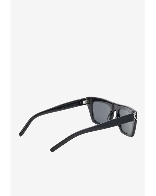 Saint Laurent Gray Cassandre Flat-Top Square Sunglasses