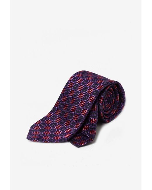Etro Purple Geometric Logo Pattern Silk Tie for men