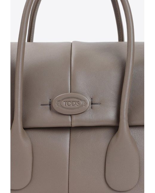 Tod's Gray Small Di Calf Leather Top Handle Bag