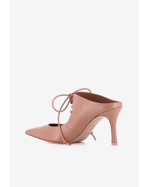 Malone Souliers Pink Marcia 80 Lace-Up Leather Mules