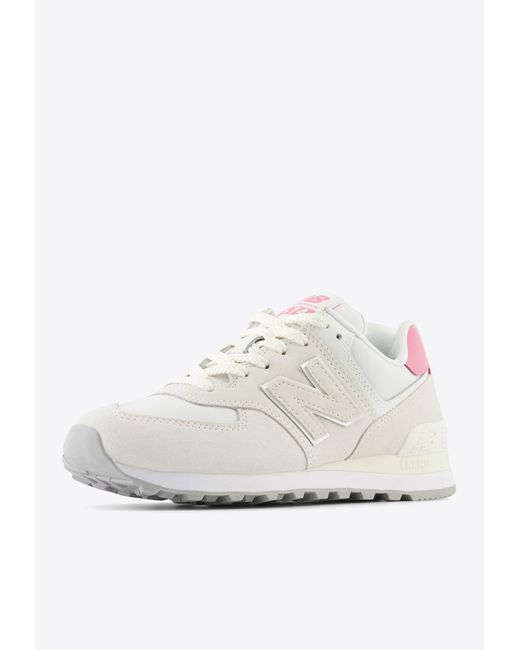 New Balance White 574 Low-Top Sneakers