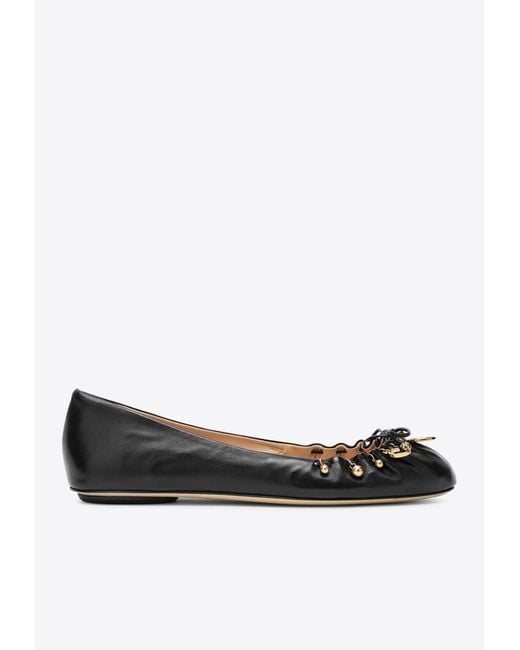 Chloé White Charms Nappa Leather Ballet Flats