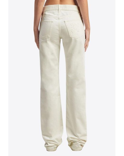 Palm Angels White Basic Monogram Jeans