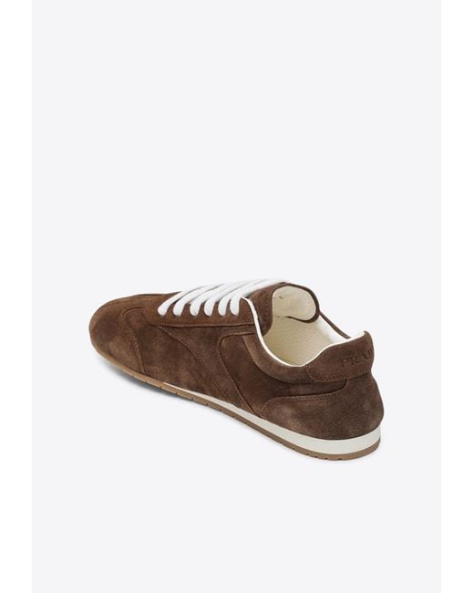Prada Brown Suede Low-Top Sneakers