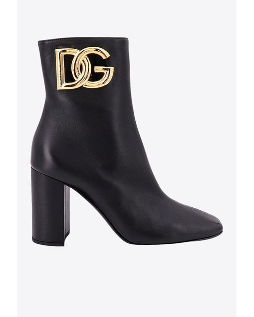 Dolce & Gabbana Black Jackie 90 Dg Logo Ankle Boots
