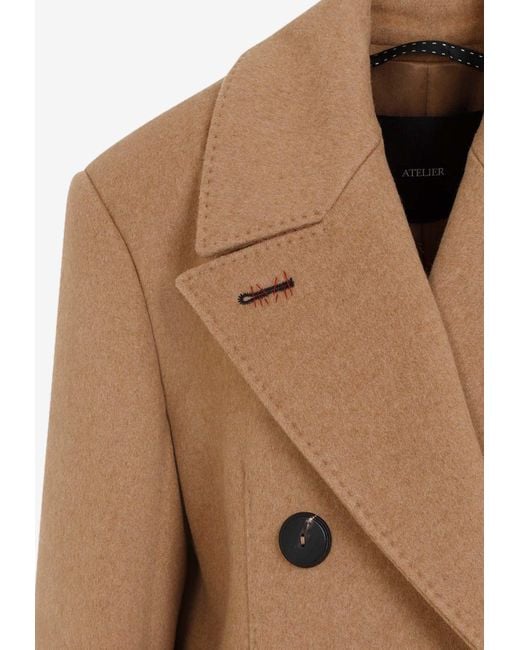 Max Mara Brown Certo Double-Breasted Long Coat