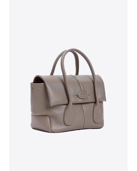 Tod's Gray Small Di Calf Leather Top Handle Bag