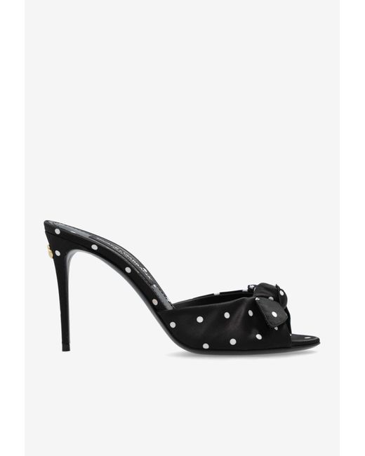 Dolce & Gabbana Black Keira 90 Polka Dot Satin Mules
