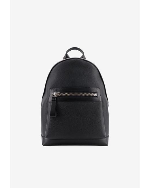 Tom Ford Black Grained Leather Backpack for men