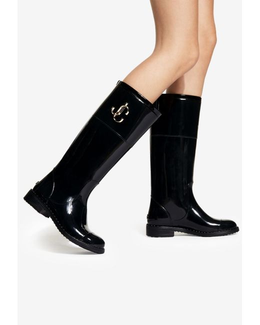 Jimmy Choo Leather Edith Tpu Waterproof Rain Boots With Jc Logo in
