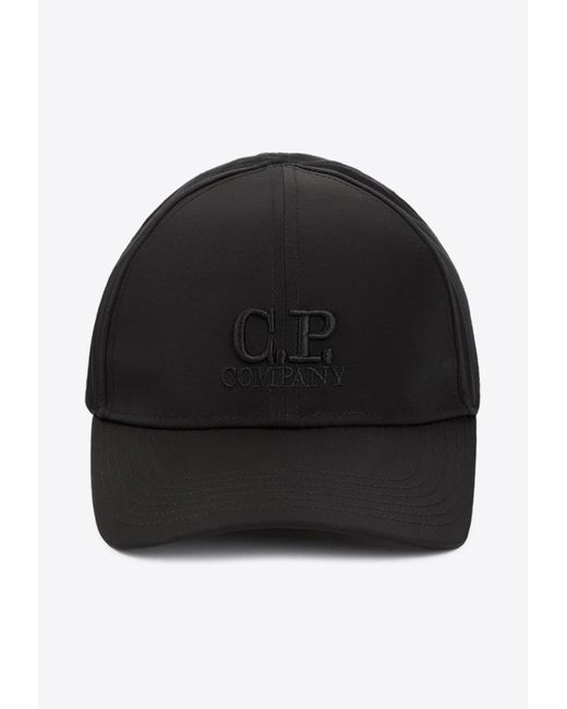 C P Company Black Chrome-R Logo-Embroidered Baseball Cap for men