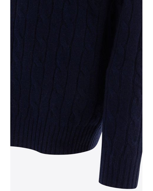 Polo Ralph Lauren Blue Cable-Knit Cashmere Sweater for men