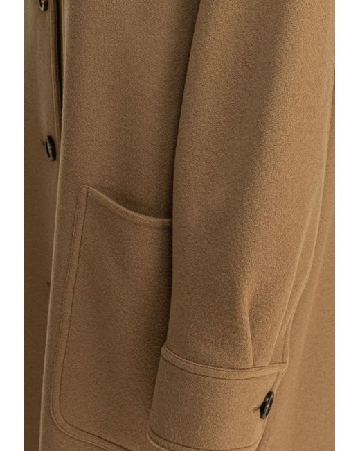Max Mara Natural Aldo Single-Breasted Wool Long Coat