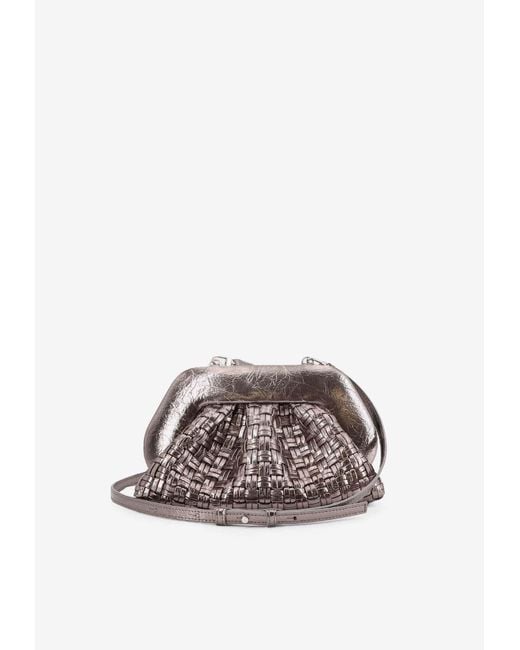 THEMOIRÈ Metallic Tia Laminated Faux Leather Clutch Bag