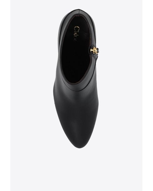 Chloé Black Eve 85 Heeled Leather Ankle Boots