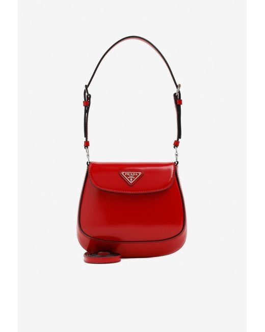 Prada Mini Cleo Shoulder Bag In Brushed Leather in Red Lyst Australia