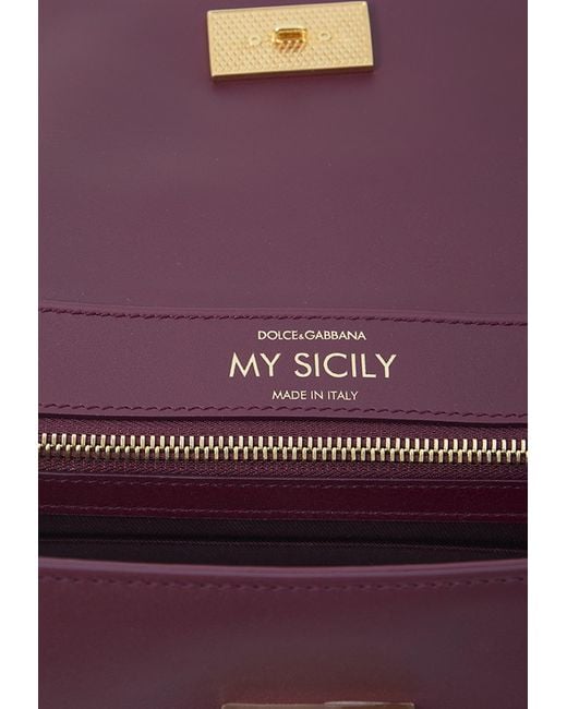 Dolce & Gabbana Purple My Sicily Calf Leather Top Handle Bag